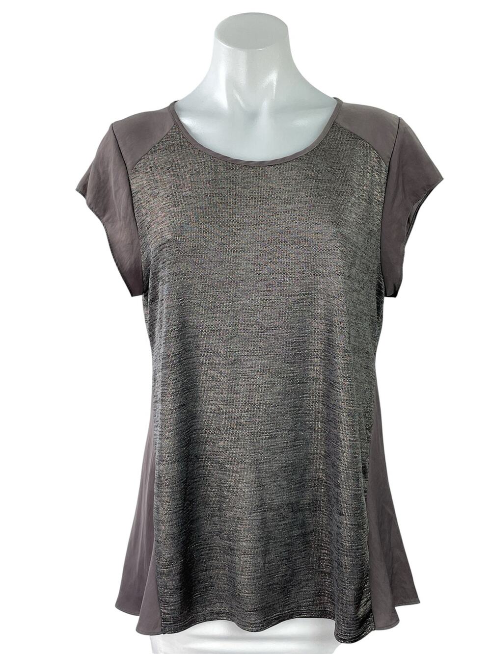APT.9 Women's Gray Heather Short Sleeve Scoop Neck T Shirt Tee Tunic Top Size M